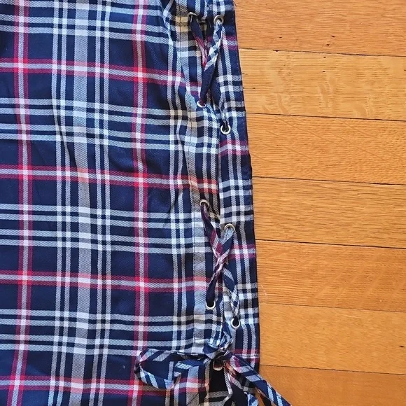 ZARA Trafaluc Collection, Plaid Relaxed Blouse, Lace Up Sides, EUC, Women's L - Picture 12 of 14